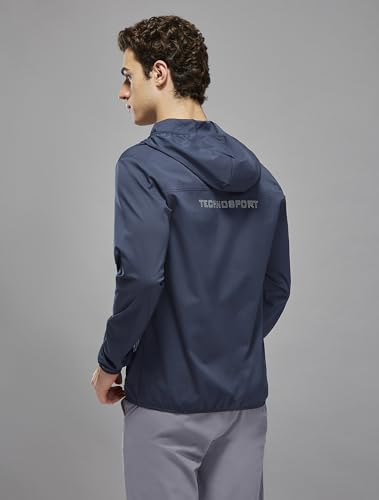 Image of TECHNOSPORT Men's Regular Fit Jacket with Zip Pockets, TS FLEXI Lightweight Windproof Quick Dry Full Sleeve Jacket for Gym Running and Travel