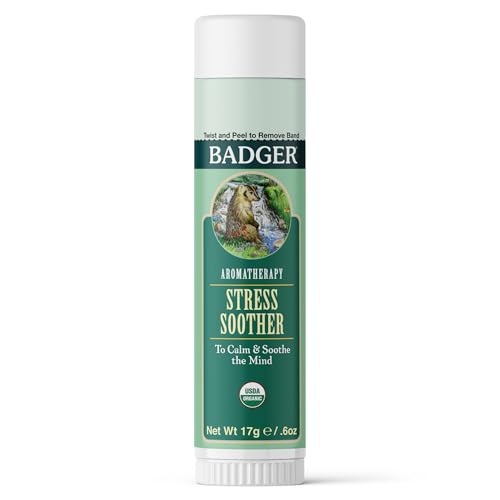 Badger Stress Soother Balm, Organic Essential Oil Aromatherapy, Calm & Soothe the Mind, Easy to Use...