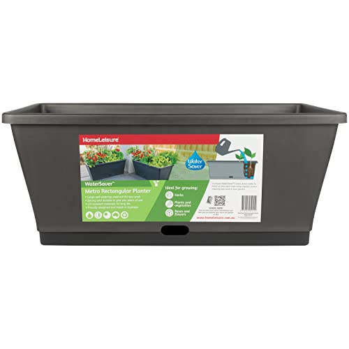 Home Leisure WaterSaver Metro Rectangular Planter, 750 mm, Charcoal