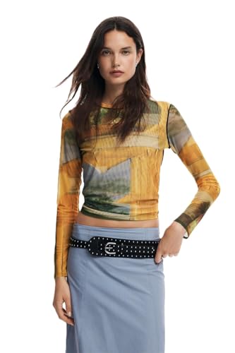 Desigual Femme À Manches Longues en Tricot pour T-Shirt, Jaune, M EU