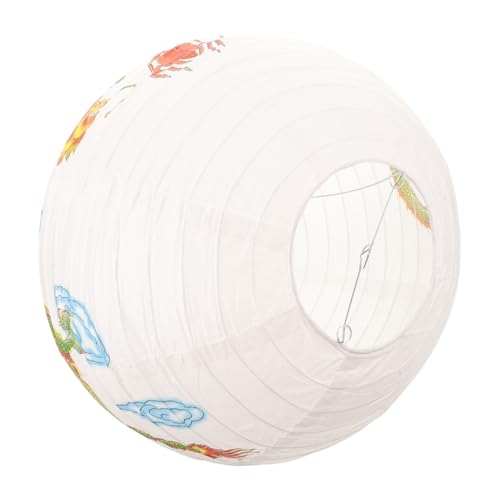 Cabilock 日式龍図案掛け紙ランタン 丸型和風提灯 店舗玄関飾り 飲食店 居