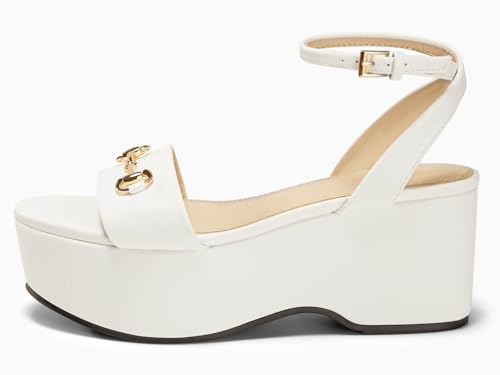 Image of Womens Platform Sandals Chunky Wedges Heels Open Toe Ankle Strap Summer Dress Shoes with Metal Buckle