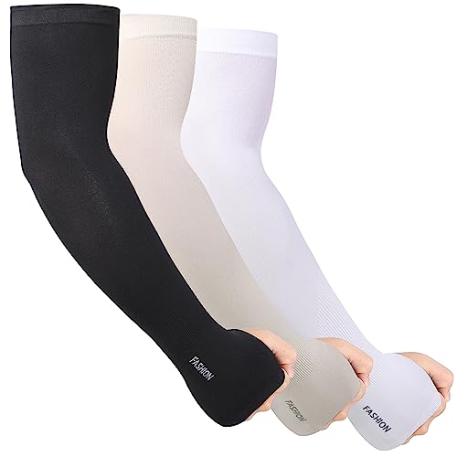 3 Pares Mangas para Brazos, Manguitos Ciclismo de Compresión Hombres Mujeres, Mangas de Protección Solar Elástica Transpirable para Actividades al Aire Libre, Cubrir Tatuaje