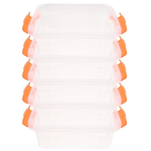DEARMAMY 5pcs Portable Plastic Storage Boxes with Handle Lightweight Box Organizer for Desktop Workbench, Multipurpose Easy to Classify Display