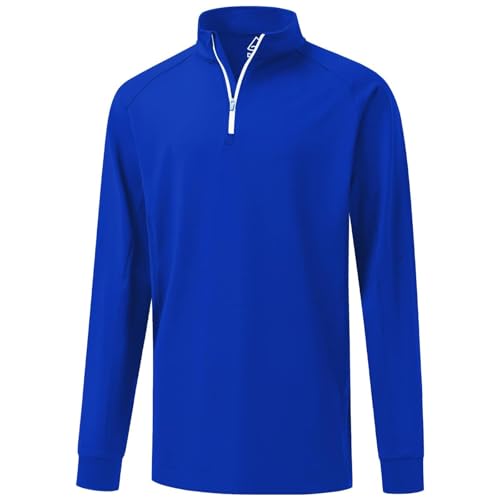 DEOLAX Mens Quarter Zip Pullover Solid 1/4 Zip Pullover Mens