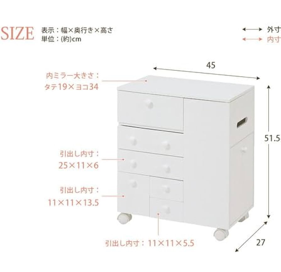 Ⓜ︎ 【新品】これ便利！　たっぷり収納 多機能 コスメ ワゴン Amazon｜LOWYA ロウヤ ドレッサー コンパクト コスメワゴン 収納