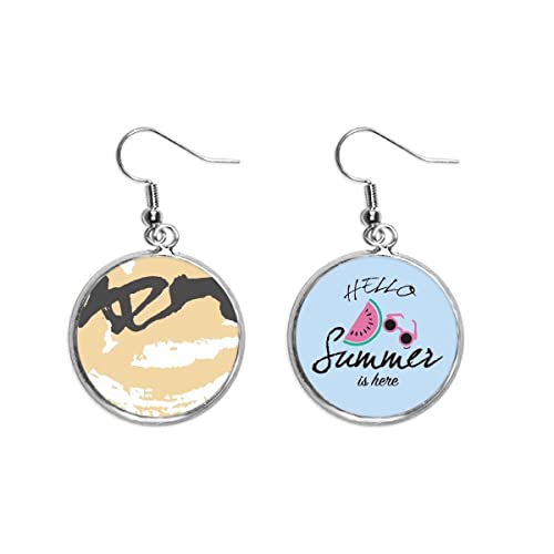 Pendientes de sandía Amor Amarillo con arte abstracto para el lóbulo en verano