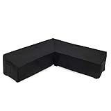 Linkool Gartenmöbel-Ecksofa-Abdeckung, V-Form, Schwarz, 215 x 215 x 85 x 78 cm, für den Außenbereich, wasserdicht, wetterfest