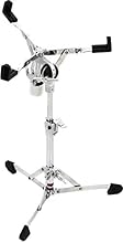 Snare stand in the classic "Flat Base" look single braced and very light Space-saving, flat base, With 'Ultra Adjust' snare basket Gearless positioning of tilter section with ball joint Metal set screw, For 10" - 14" snares
