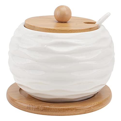 DOITOOL Set of 4 Ceramic Salt Bottles Kitchen Condiment Jars Decorative Jar Spice Kitchen Seasoning Bottles