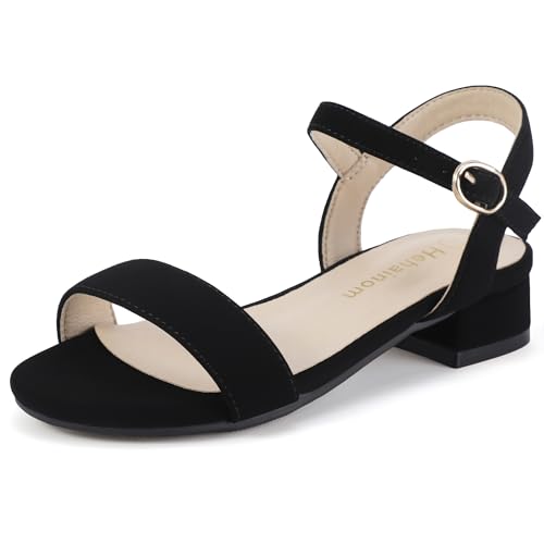 Image of Hehainom Girls Dress Shoes Low Heels Sandals Open Toe Wedding Party School for Little Big Kids Flower Girl Shoes