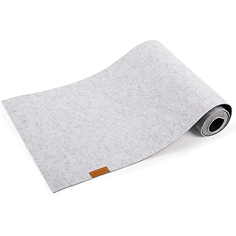 AMALINDO Tischläufer Modern Grau - Filz Tischläufer Grau 200cm x 40cm - rutschfest & Abwaschbar - Filzmatte - Ideal als Hochzeit Tischdeko & Cover