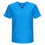 MISEMIYA - Unisex medyczny pielęgniarki Mundur Czyszczenie Pracy Estetyczne Dentysta Weterynaryjny Sanitarny HOSTELERIA - Ref.817, Niebieski wisiorek, XL