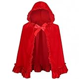 Generisch Rotkäppchen Umhang Damen Mit Kapuze, Märchenhafter Roter Umhang Für Weihnachten, Advent, Karneval, Halloween & Festliche Kostümpartys – Klassisches Rotkäppchen Kostüm