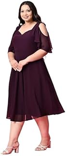 PrettyPlus by Desinoor.com Cold Shoulder Midi Dress for Women | Western Dress for Women Plus Size | Georgette Midi Dresses Price In India