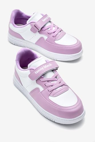 Çocuk Unisex Termo Taban Cırtlı Lastik Bağcıklı Spor Ayakkabı Beyaz Lila - Görsel 3