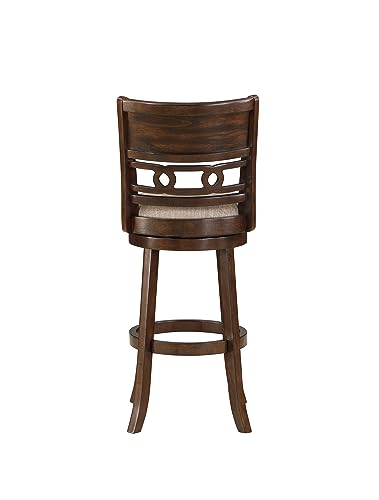 Butaco giratorio de bar de 29 pulgadas Gia de New Classic Home Furnishings, acabado cerezo con asiento de tela marrón miniatura 6