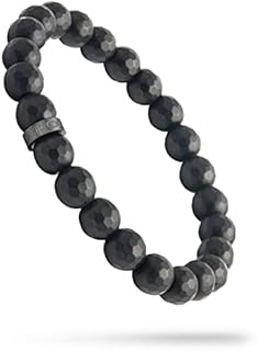 Forge & Foundry 8mm Faceted Matte Black Onyx Beaded Bracelet | Custom Signature Stainless Steel Bead | Pindar | Refined Hand-Crafted Jewelry, Designed by Jewelers, Forged for Men