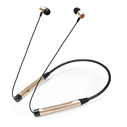 Image of Sonilex BT114 Magnet Wireless Neckband Bluetooth Earphone 5.0,24H Talk time, Earphone Headset Earbud Portable Headphone Handfree, Sweatproof, Noise Cancellation (Black Golden) (SL-BT-114-BLACK)