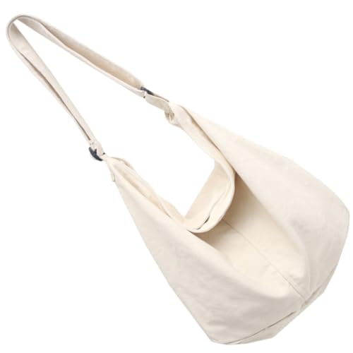 Sac bandoulière léger et portable en toile blanche avec grande capacité
