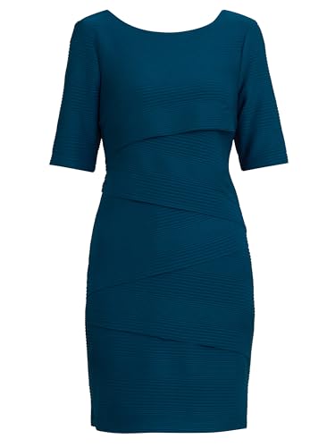 Vendor-Unknown Gina Bacconi Ribbed Fabric Layered Dress Vestito da Cocktail, Mallard, 46 Donna