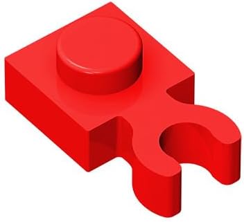Classic Building - Placa de construcción a granel de 1 x 1 con clip en U abierto, 200 piezas de placa de construcción roja de 1 x 1, compatible con