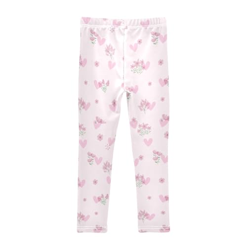 Flower Pink Girls Leggings,Workout Leggings for Girls Toddler Athletic Leggings Size for 3-10T2