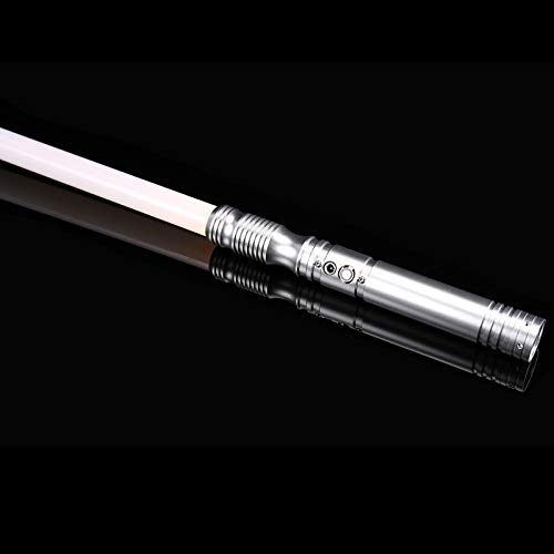 Light Sword Saber for Adults, Dueling RGB 12 Colors Changeable Metal Hilt Light up Sabers with 6 FX Movie Sound Fonts, Silver