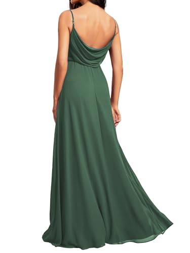 Ever-Pretty Women's Sexy Spaghetti Straps Cowl Back Empire Waist A Line Pleated Chiffon Bridesmaid Dress 80026-PH