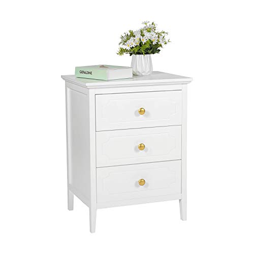 3 Drawer Nightstand White Side Table Bedroom End Table for Living Room Bedroom with Storage 1 Set Bedroom Furniture (White, 18.9) 3 Drawer Nightstand White Side Table Bedroom End Table for Living Room Bedroom with Storage 1 Set Bedroom Furniture (White, 18.9)