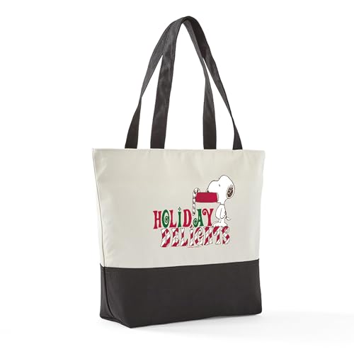 CafePress Snoopy Holiday Delights Canvas Tote Top Zipper Closure3