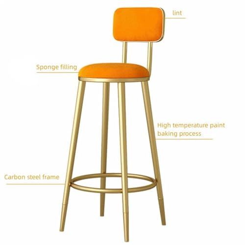 Tabourets de bar velours modernes au design raffiné avec dossier et pieds stables