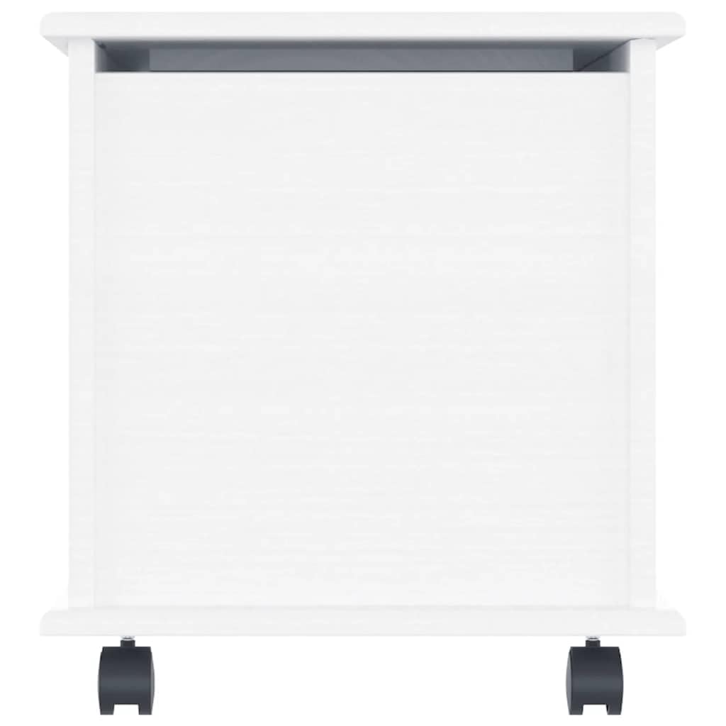Truhe Mit Rollen ALTA Weiss 73x39,5x43 cm Massivholz Kiefer | 70 Liter Fassungsvermögen, Scharnierdeckel, Leichtgängige Rollen, Pflegeleicht mit feuchtem Tuch