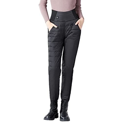 Generisch Pantalones calefactables para mujer con 2 zonas delanteras y traseras, lavables, calefacción, 3 niveles de calefacción, con vestido, pantalones de mujer, Negro , S