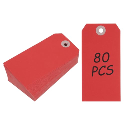 Étiquettes d'expédition vierges PATIKIL en carton kraft rouge 11,4x6,3 cm à œillets renforcés