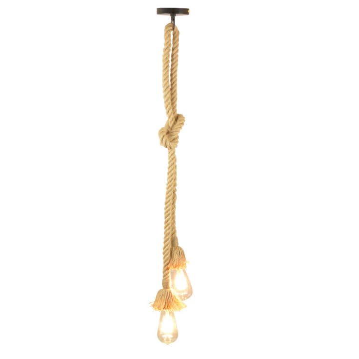EmyZöilure 2 Head 1.5 Meter Vintage Hemp Rope Pendant Light Fixture E26/E27 Base, Vintage Ceiling Light Lamp,Retro Style for Dining Hall Restaurant Bar Lighting(Bulb not Included)