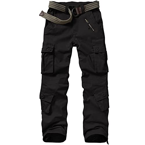 Jessie Kidden Women's Combat Cargo Trousers Camo Camouflage Army Military Tactical Work Pants #2083-Black-32