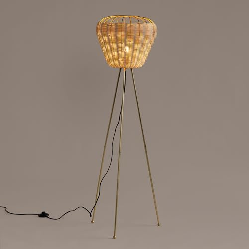 Image of FIG Living Meiji - Tapered Dome Floor Lamp | 130 cm Tall Standing Lamp | Modern Style & Metal Finished Tripod Lampbase | Best for Home Decor, Living Room, Home Office