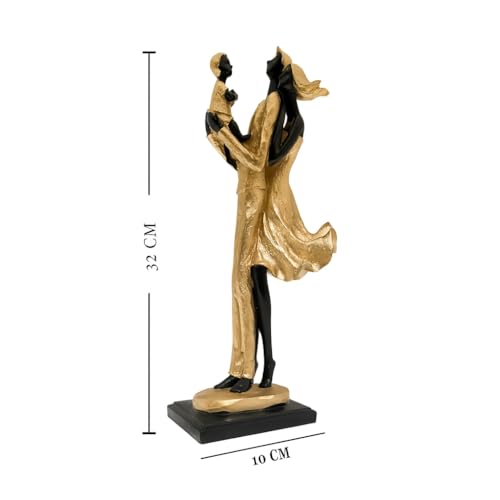 Image of Xtore Lavish Golden Black Resin Couple Statue with Child for Home Decor (Pack of 1, Black & Golden)