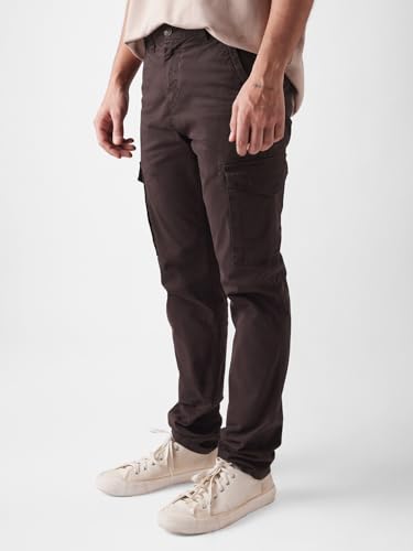 Image of The Souled Store Solids: Navy Blue Mens Regular fit Button Cotton Cargo Pants
