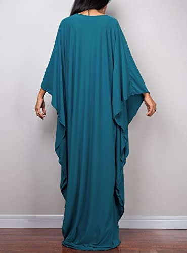 Image of RanRui Caftans for Women Solid Color Chiffon Plus Size Kaftan Dresses Beach Cover Up V Neck Batwing Sleeve Caftans Loungewear