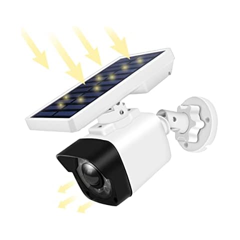 Dummy Camera with Solar Lamp Outdoor with Motion Sensor Solar Powered Camera Dummy Surveillance Camera IP Camera IP66 Waterproof with Solar Light for Garden Door Opening Corridor Cover