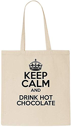Keep Calm AND DRINK HOT CHOCOLATE Tote Bag-Cotton Shopping Bag
