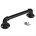 FOYO Set of 2 Industrial Pipe Door Pull Handle, Grab Bar, Towel Bar, Antique Rustic Cast Iron Handrail - Matte Black, 12 Inch