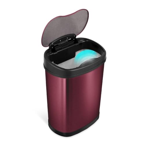 Caneca de basura ovalada roja con sensor de movimiento 3.9 gal miniatura 2