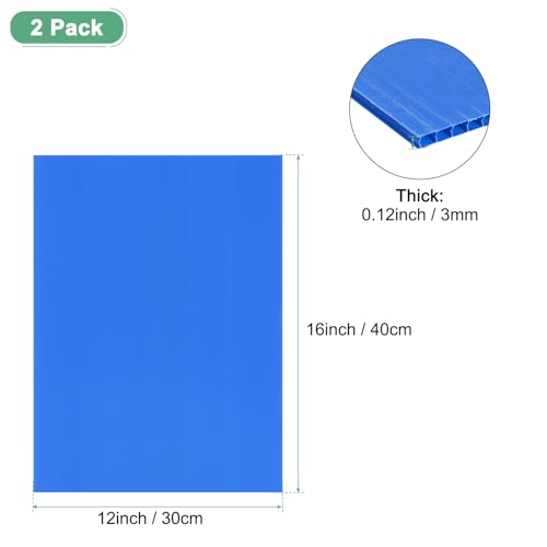Image of M METERXITY 2-Pack Corrugated Plastic Sheets, 12 Inch x 16 Inch Waterproof Blank Corrugated Poster Board Yard Signs for Garage Sale /Office /Classroom /Party /Lawn Sign Road [3mm Thick, Blue]
