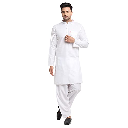 Image of Royal Kurta Mens Cotton Solid Pattern Kurta and Salwar Set