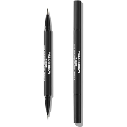 Thicker Brow Pen Duo, Dual Ended Pen Micro Tip & Classic Tip, Smudge Proof, Water Resistant, Vegan & Cruelty Free (Black/Brown)