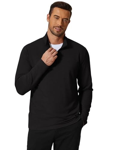 COOFANDY Men's Quarter Zip Pullover Mock Neck Golf Shirts Casual Long Sleeve Shirt2