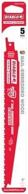 Diablo Bi-Metal Reciprocating Blades for Nail-Embedded Wood - Variable Tooth Design - 9" Length, 4/6 TPI ,2-Pack - DS0912BW2